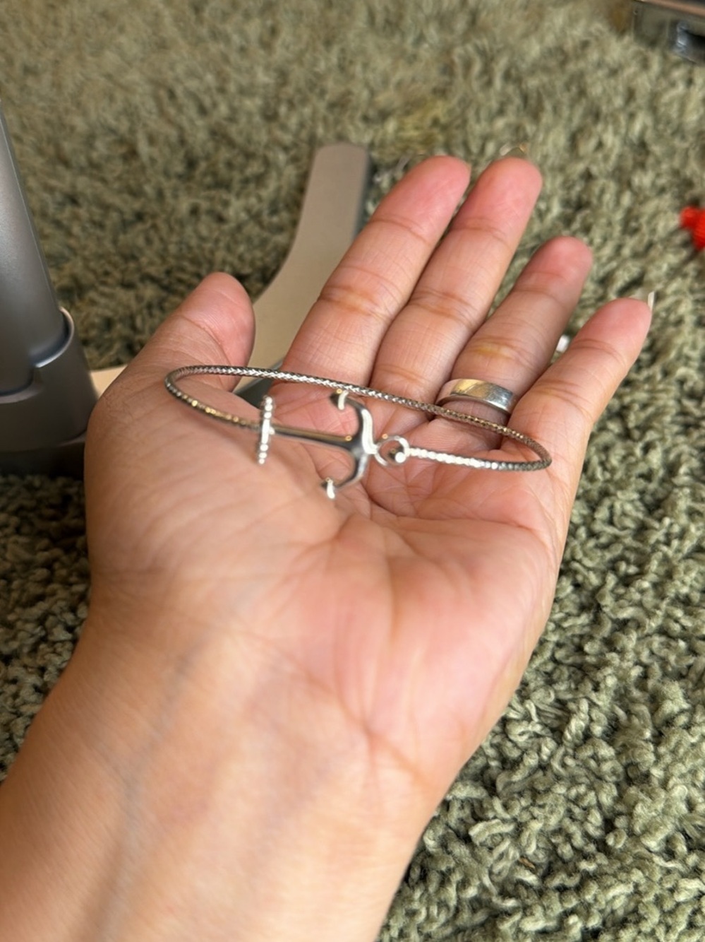 Sterling Silver Anchor Hook Bangle Bracelet - Women Accessories